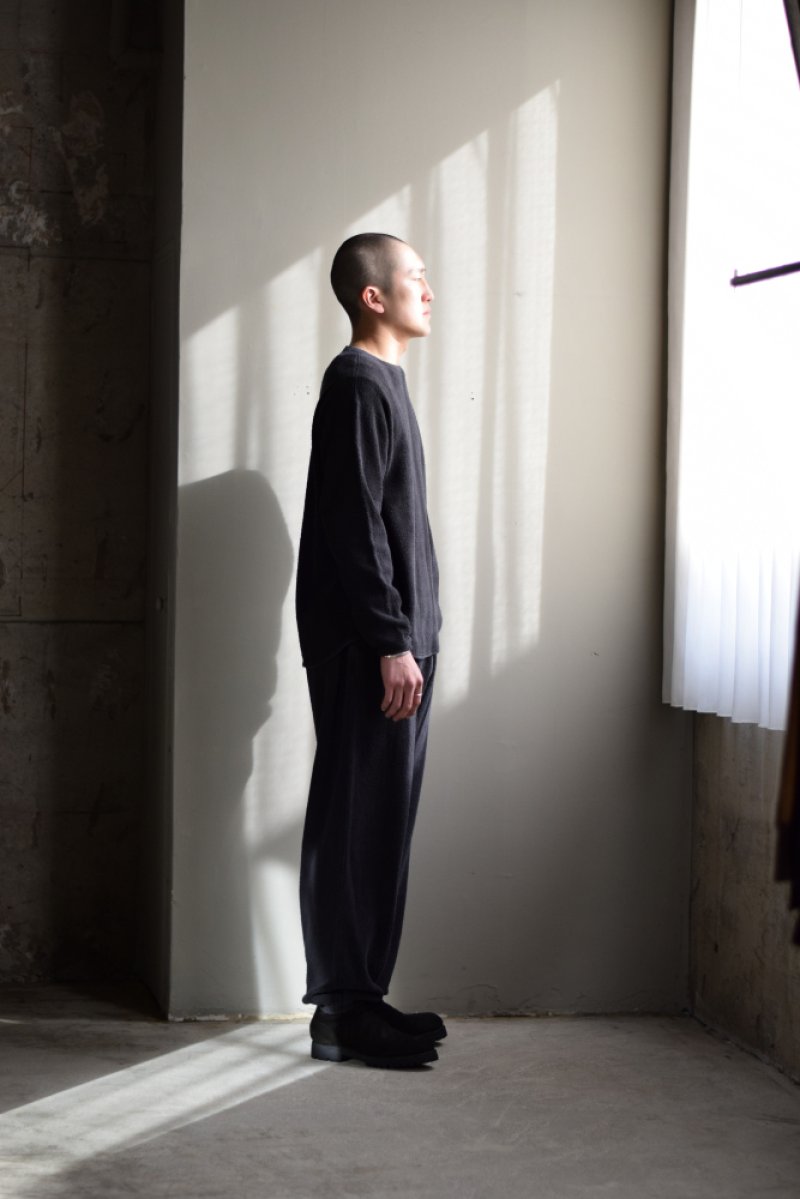 画像1: COMOLI (コモリ) フリース クルーネック [FADE BLACK]