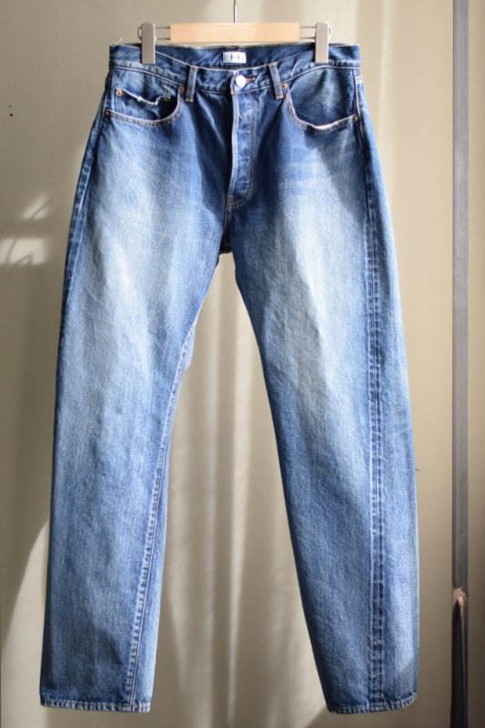 CIOTA (シオタ) Straight 5 Pocket Pants [Medium Dark Blue Damage]