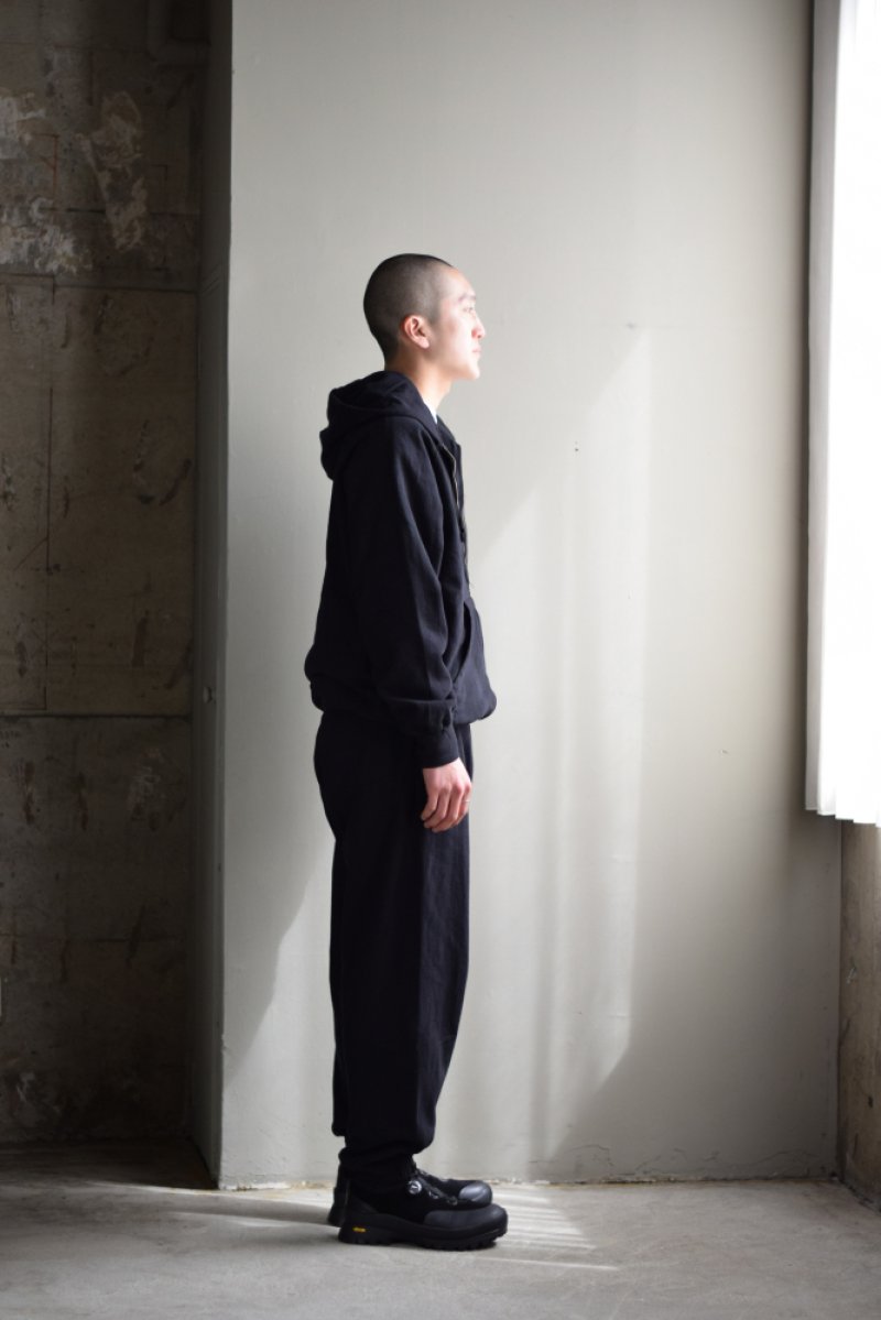 画像1: COMOLI (コモリ) LW コットン裏毛 パンツ [BLACK]