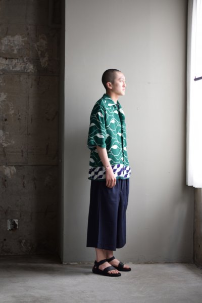 画像1: m's braque (エムズ ブラック) ALOHA SHIRT [GREEN]
