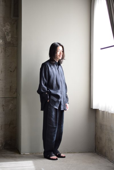 画像1: MARKAWARE (マーカウェア) Hemp Shirting Comfort Fit Shirt  [BLACK]