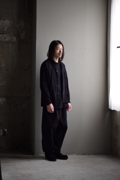 画像1: COMOLI (コモリ) レーヨン コモリシャツ [BLACK]