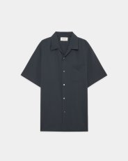 画像5: MARKAWARE (マーカウェア) Organic Wool 2/80 Tropical Italian Open Collar S/S Shirt [CHARCOAL]  (5)