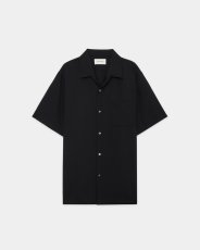 画像5: MARKAWARE (マーカウェア) Organic Wool 2/80 Tropical Italian Open Collar S/S Shirt [BLACK]  (5)