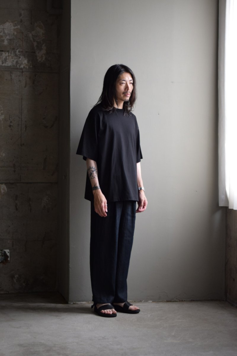 画像2: MARKAWARE (マーカウェア) Hemp Shirting Double Pleated Easy Trousers [BLACK]