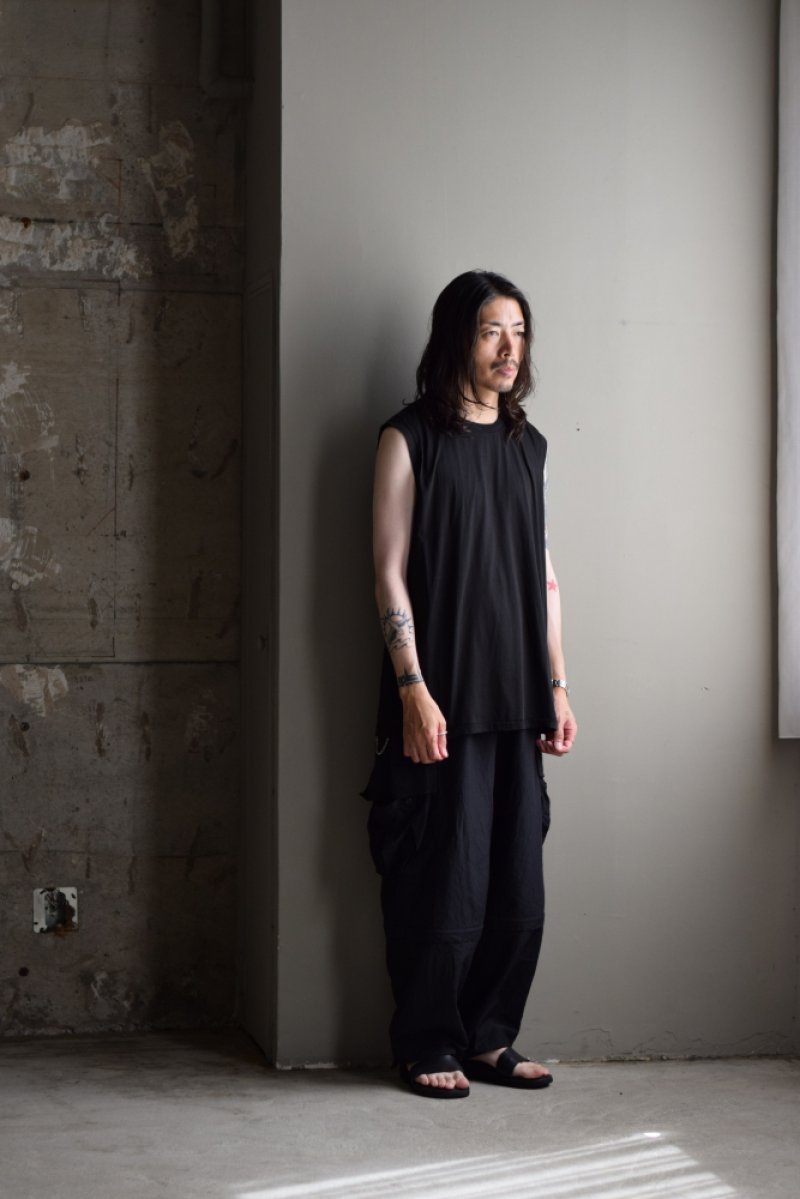 画像2: COMOLI (コモリ) THIN COTTON SLEEVELESS T-SHIRT [BLACK]