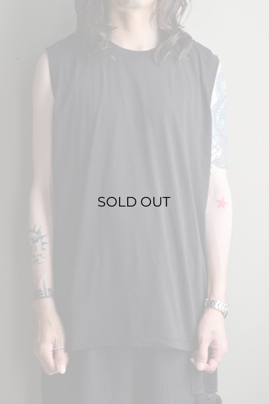 COMOLI (コモリ) THIN COTTON SLEEVELESS T-SHIRT [BLACK]