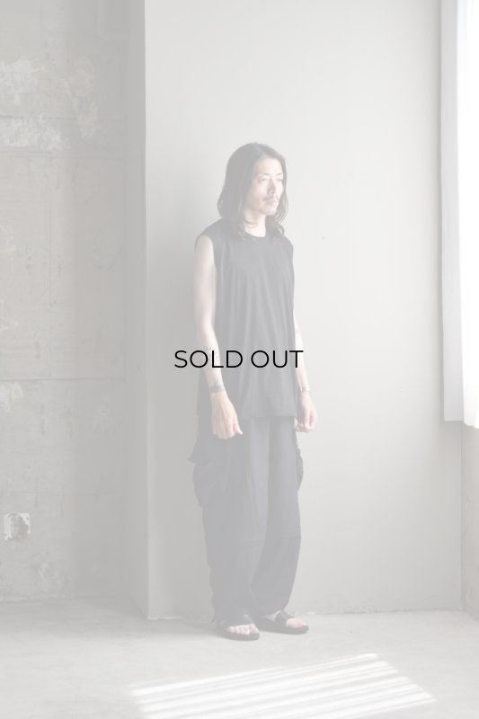 COMOLI (コモリ) THIN COTTON SLEEVELESS T-SHIRT [BLACK]