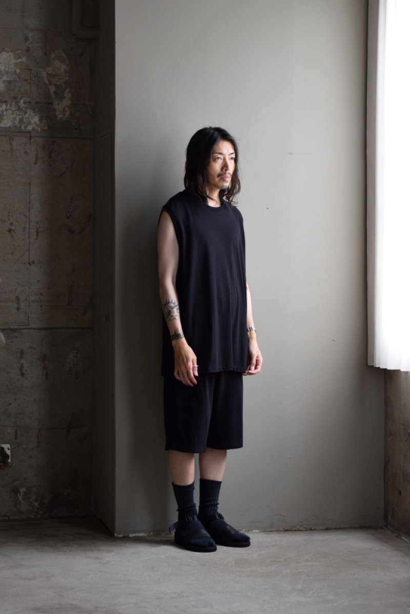 画像2: COMOLI (コモリ) COTTON MESH SLEEVELESS T-SHIRT [BLACK]