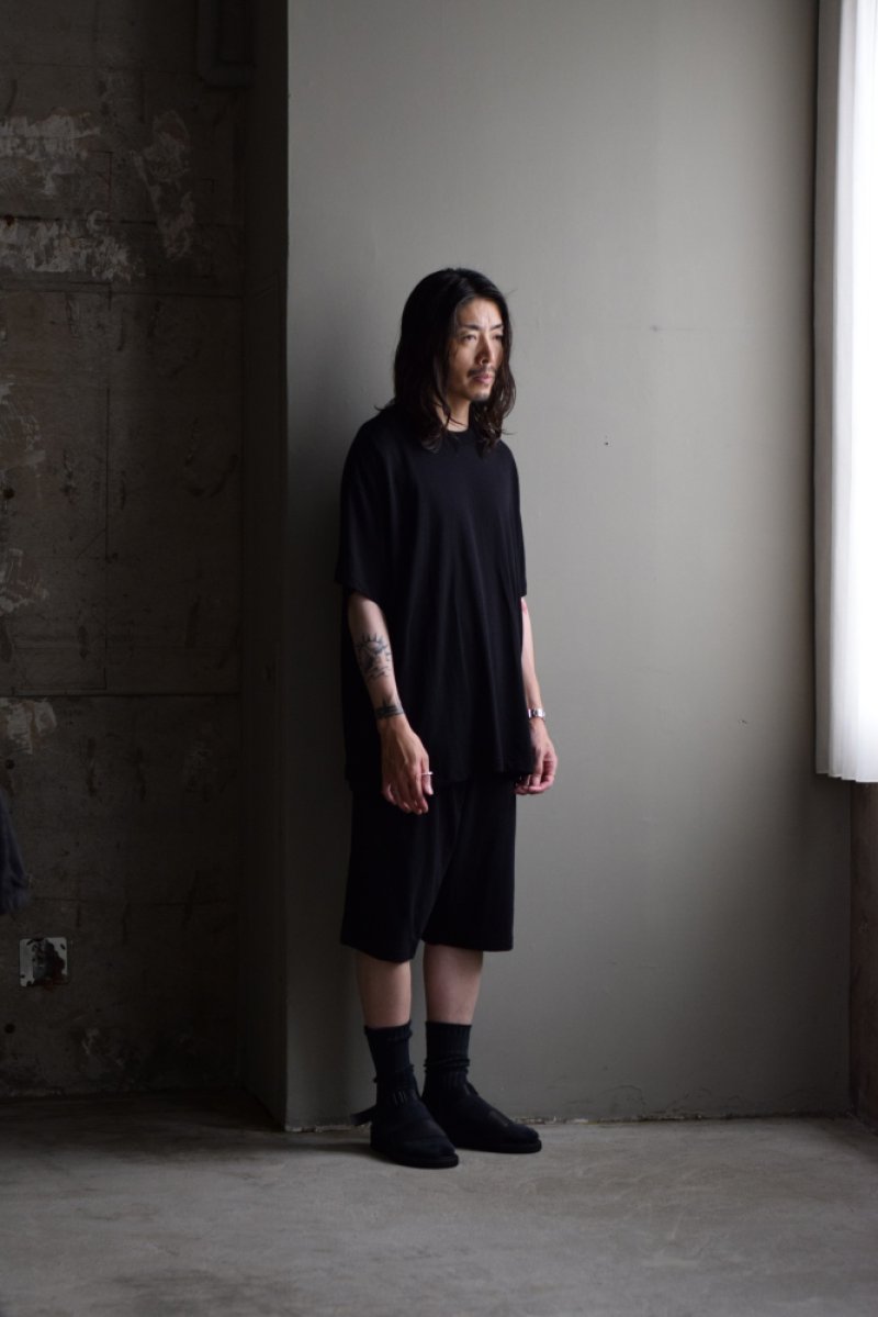 画像1: COMOLI (コモリ) COTTON MESH S/S T-SHIRT [BLACK]