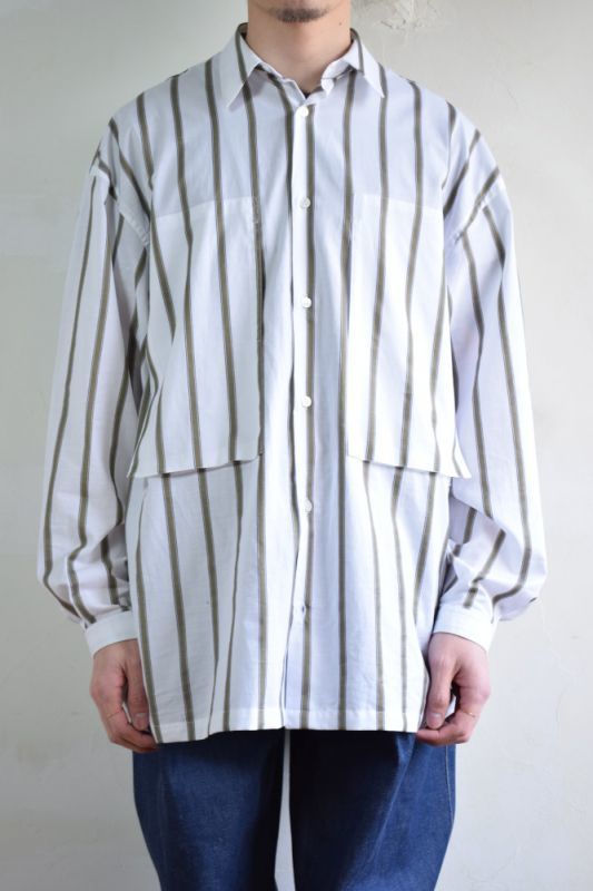 Very Goods | E.TAUTZ / CORE LINEMAN SHIRT [WHITE/ARMY GREEN CANDY 