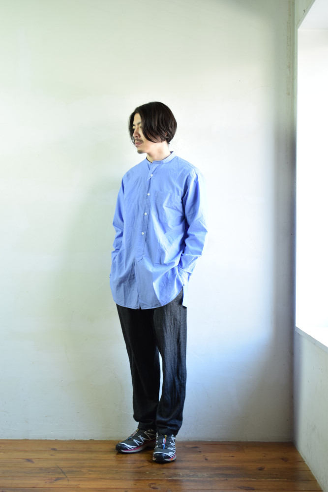 コモリ バンドカラーシャツ カラー サックス | labiela.com