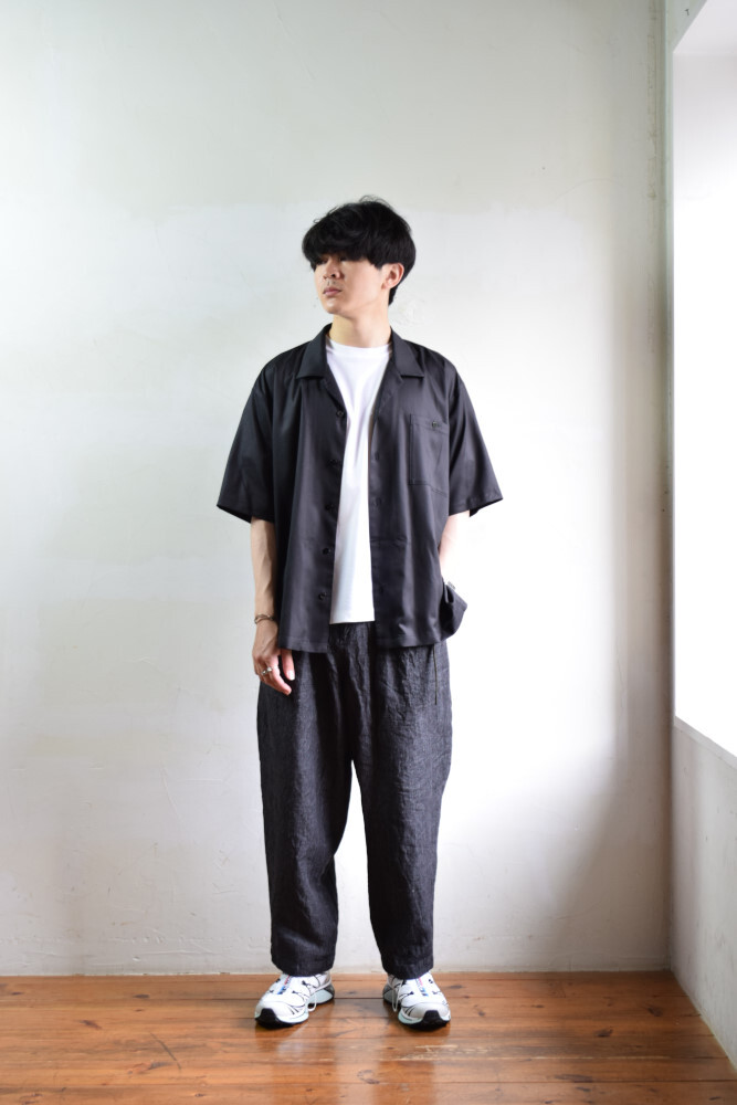 SALE】whowhat (フーワット) OPEN COLLAR SHIRT [BLACK]
