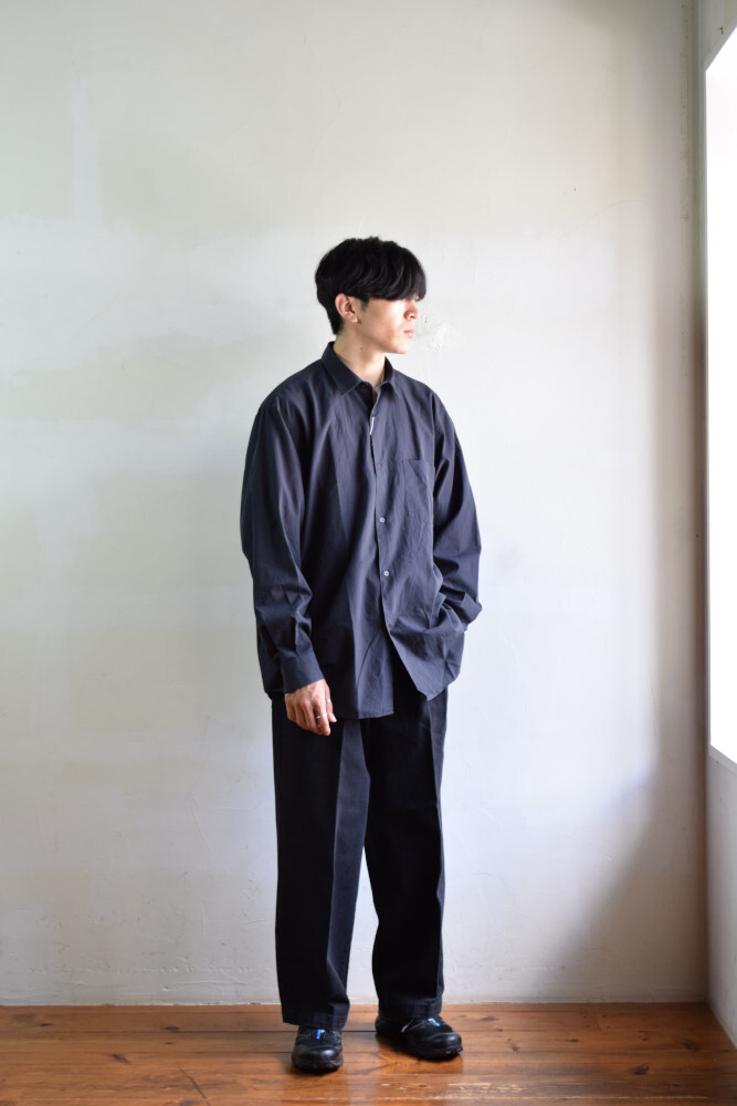 COMOLICOMOLI コモリバンドカラーシャツ/NAVY size3 - シャツ