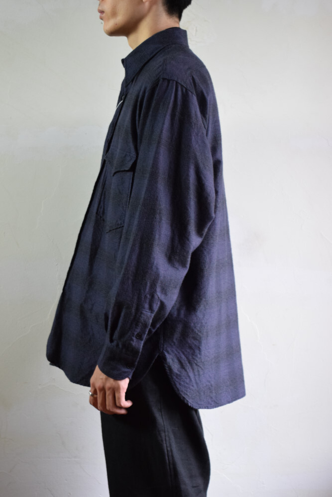 ウールシルクワークシャツ 21aw サイズ1 ネイビー 売上高No.1の商品