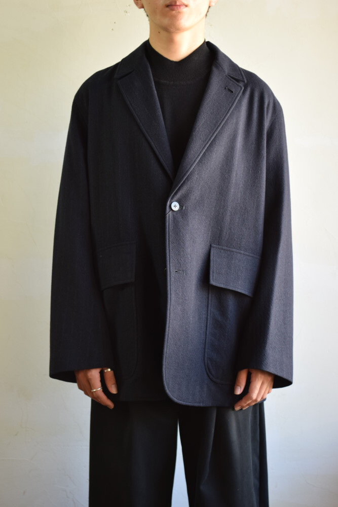 URU (ウル) for City Lights WOOL STRIPE 2 BUTTON JACKET [NAVY]