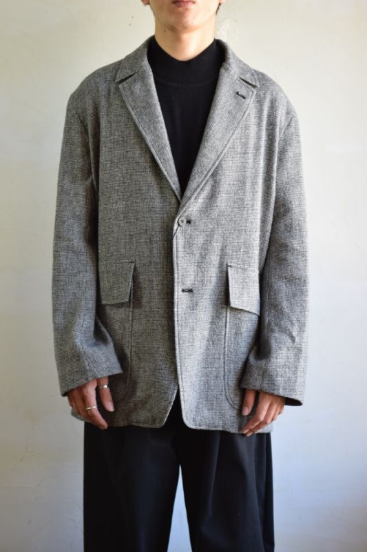 URU (ウル) for City Lights WOOL CHECK 2 BUTTON JACKET [GRAY]