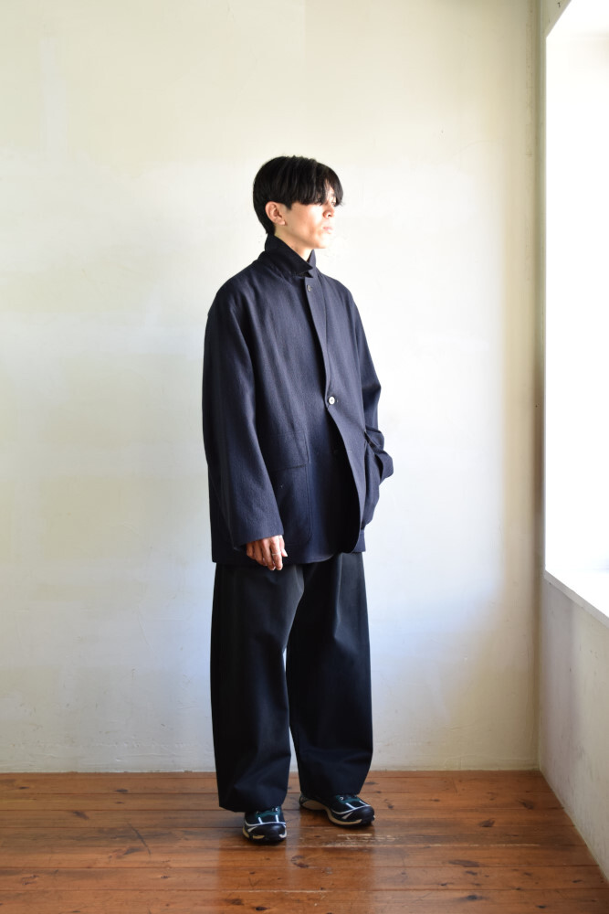 URU (ウル) for City Lights WOOL STRIPE 2 BUTTON JACKET [NAVY]