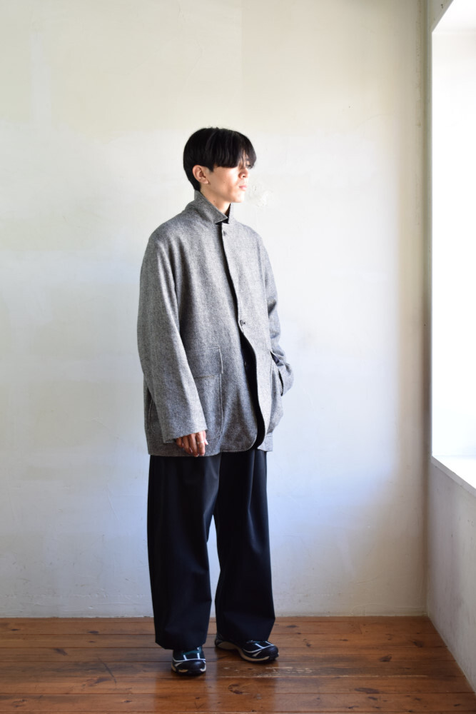 URU (ウル) for City Lights WOOL CHECK 2 BUTTON JACKET [GRAY]