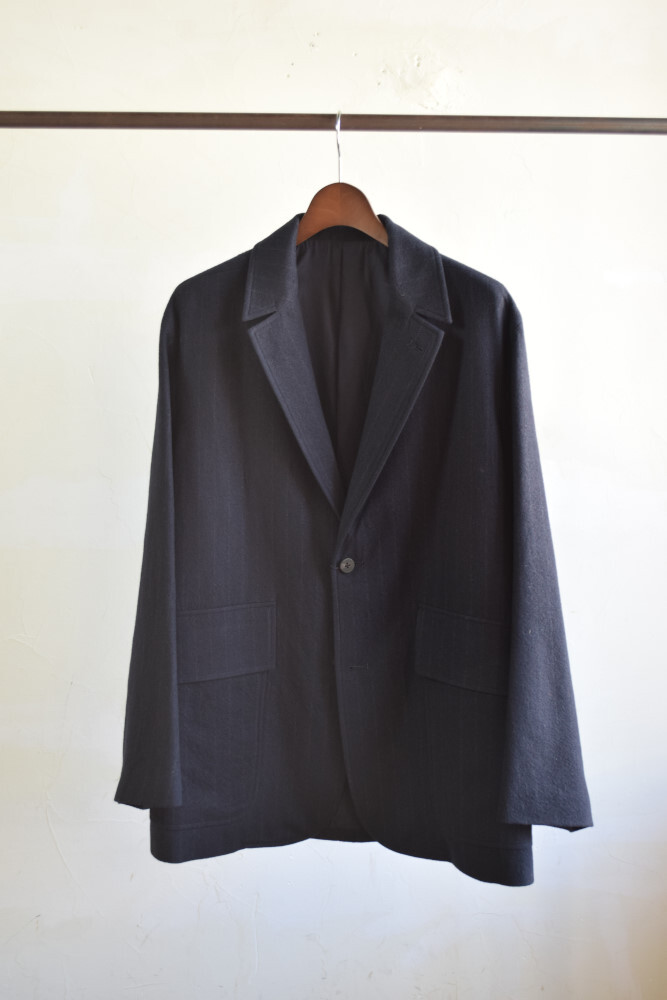 URU (ウル) for City Lights WOOL STRIPE 2 BUTTON JACKET [NAVY]