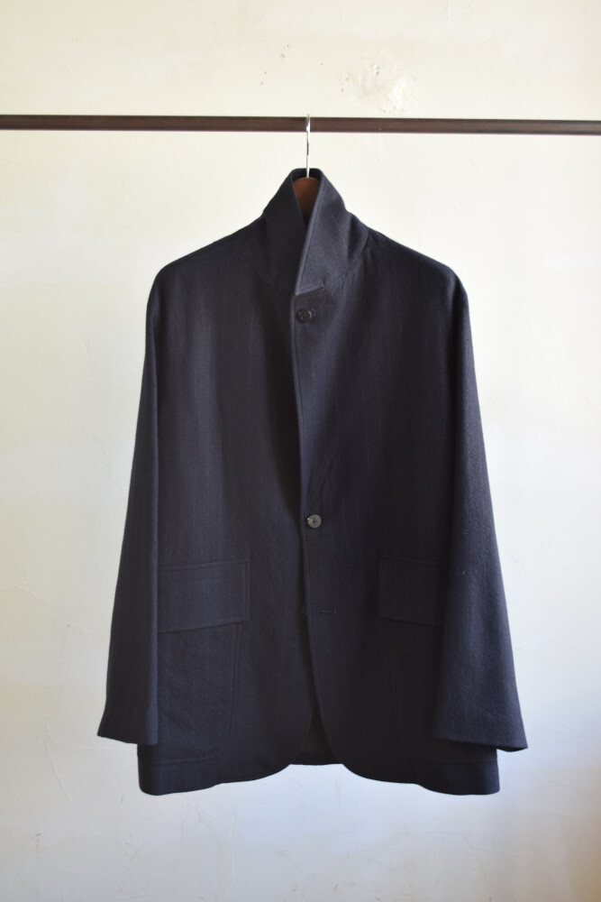 URU (ウル) for City Lights WOOL STRIPE 2 BUTTON JACKET [NAVY]
