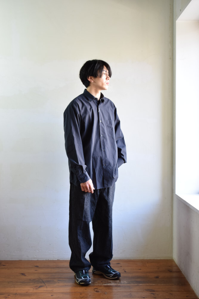 COMOLI シャツ ネイビー 22SS サイズ2