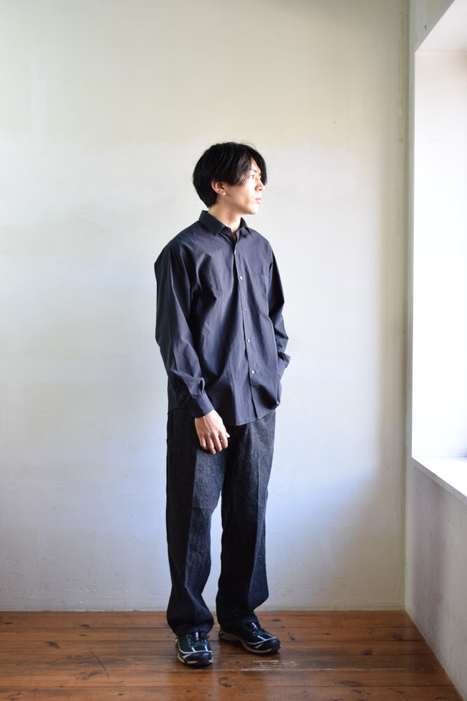 22aw comoliシャツ　コモリシャツ　ネイビー　2