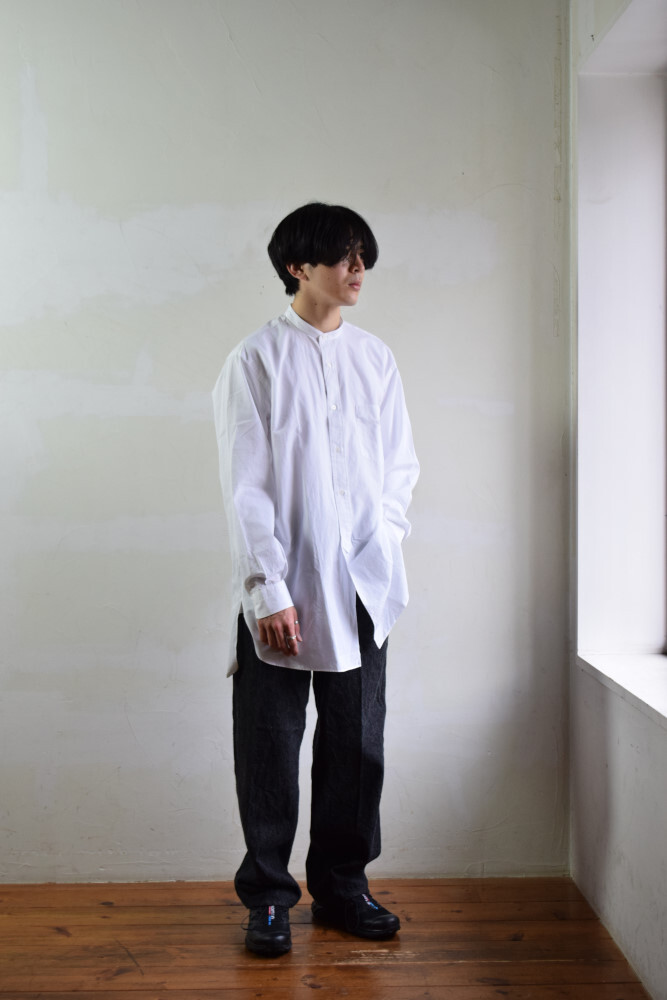 【19ss/希少品】comoli バンドカラーシャツ  ブラック サイズ 1