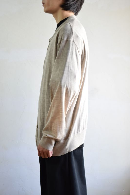 SALE】URU (ウル) 21GAUGE CREW NECK KNIT CARDIGAN [L.BEIGE]