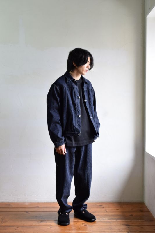 ダークブラウン 茶色 22aw comoli ベルテットデニム navy size1