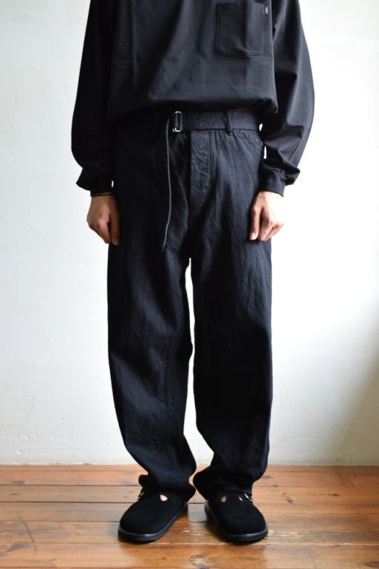 パンツ COMOLI DENIM BELTED PANTS BLACK / ECRU Comoli Denim Belted Pants | Tortoise General Store