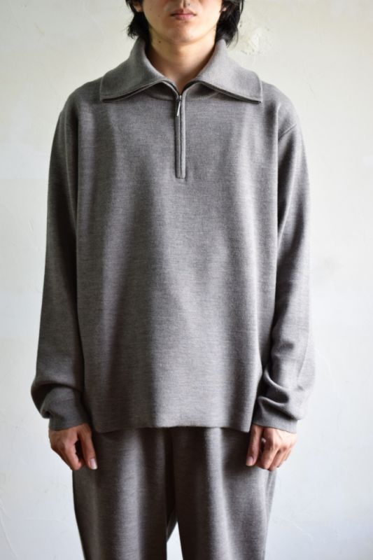 STUDIO NICHOLSON ハーフジップニット グレーM