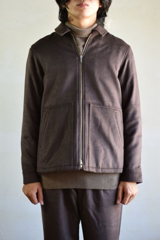 【SALE】Cale (カル) ウールアンゴラシルク ジップアップブルゾン [DARK BROWN]