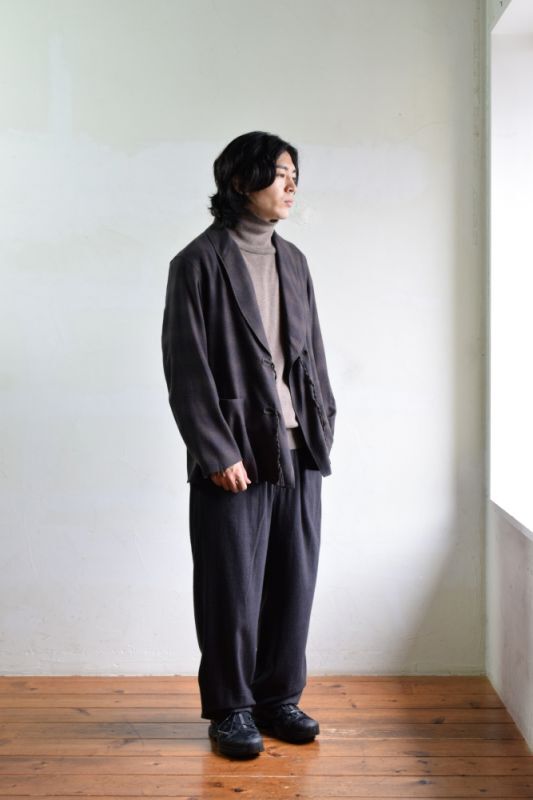 【20AW/新品】comoli ウールチェック オープンカラーシャツ ブラウン