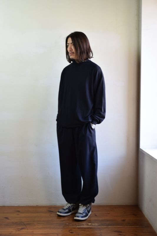 COMOLI (コモリ) ウール天竺 長袖タートルネック [NAVY]