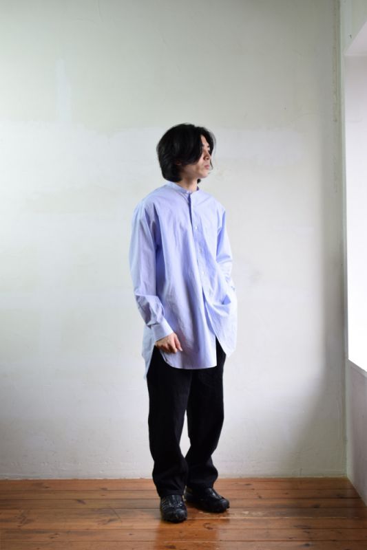 comoli 18ss バントカラーシャツ sax - シャツ