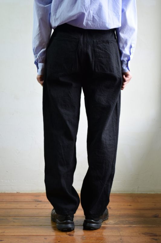 comoli コモリ black デニム ベルデットパンツ size2 21AW