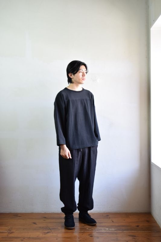 COMOLI (コモリ) フットボールTシャツ [FADE BLACK]