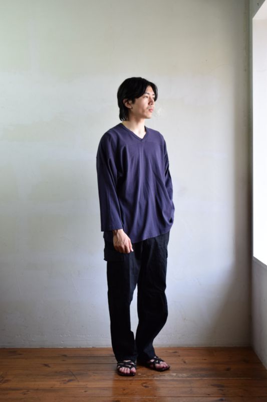 COMOLI (コモリ) コットンフライス ホッケーシャツ [NAVY]