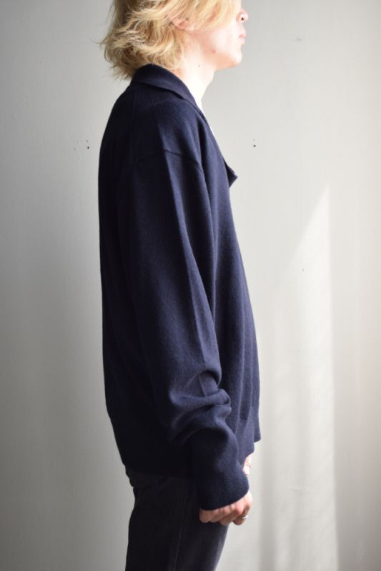 COMOLI (コモリ) カシミヤ スキッパーニット [NAVY]