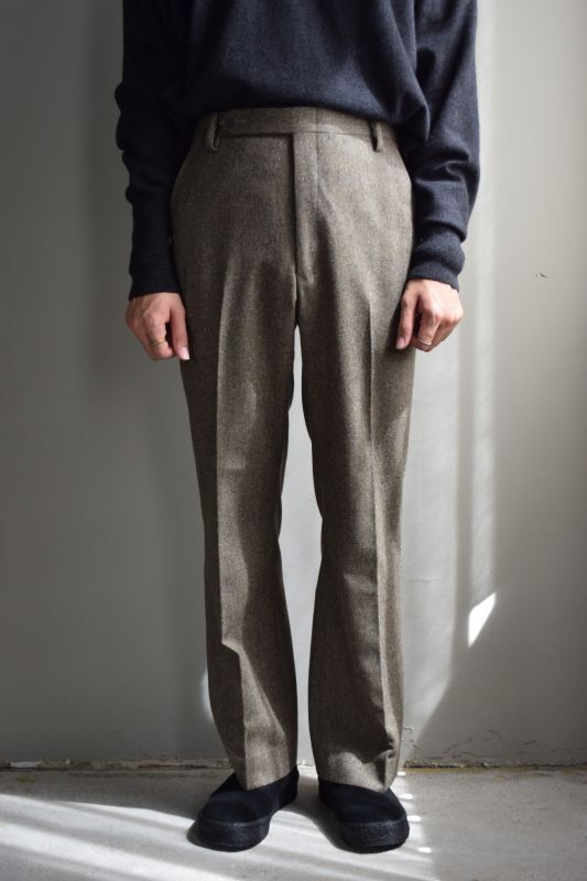 m's braque (エムズ ブラック) NEW FLARE PANTS [Mix Tweed Khaki]