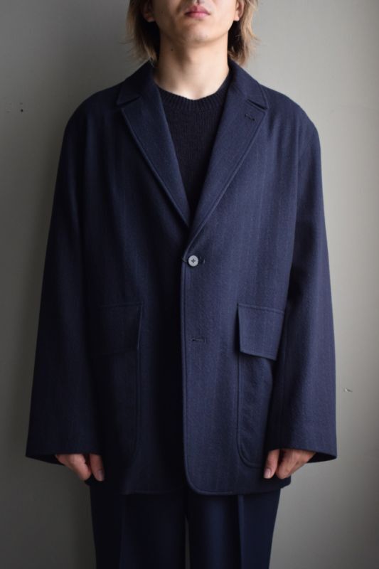 URU (ウル) for City Lights WOOL STRIPE 2 BUTTON JACKET [NAVY]