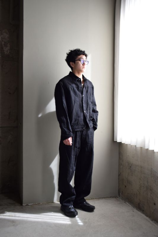 COMOLI (コモリ) デニム ベルテッド パンツ [BLACK]