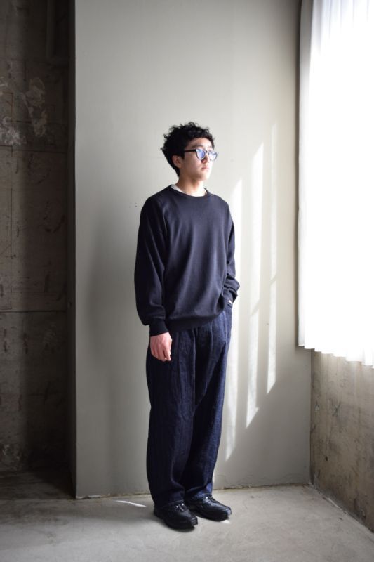 COMOLI (コモリ) デニム ベルテッド パンツ [NAVY]