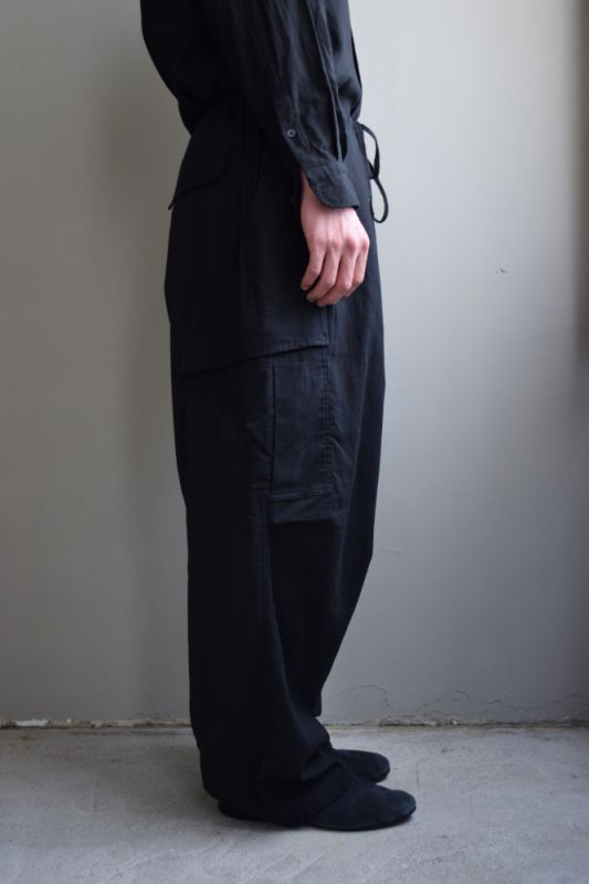 COMOLI 空紡オックスカーゴパンツ サイズ3 ブラック COMOLI (コモリ) 空紡オックス カーゴパンツ