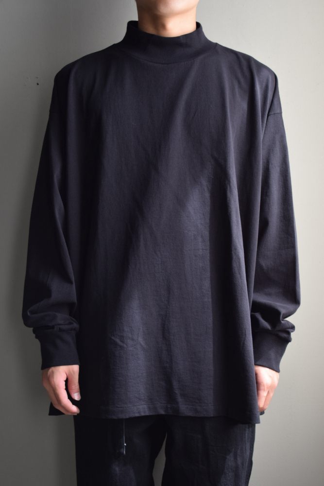 COMOLI コットンジャージモックネックプルオーバー(black)