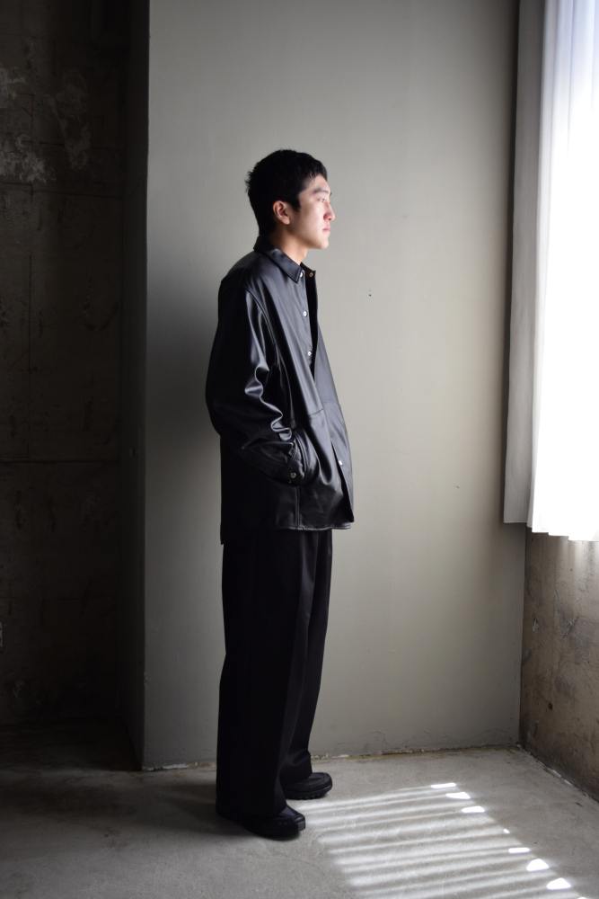 未使用品25SS ユニバーサルプロダクツ　レザーシャツジャケット　黒色　サイズ3 UNIVERSAL PRODUCTS (ユニバーサルプロダクツ)｜レザーシャツ
