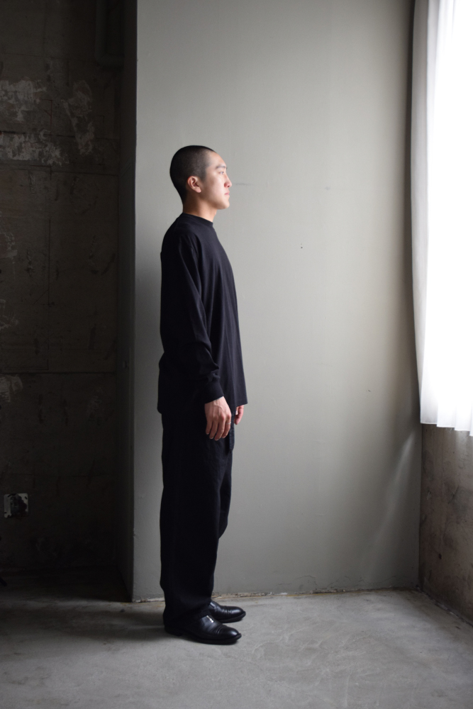 COMOLI 25SS コットンジャージーロングスリーブTシャツ ブラック2 COMOLI 25SS コットンジャージーロングスリーブTシャツ ブラック