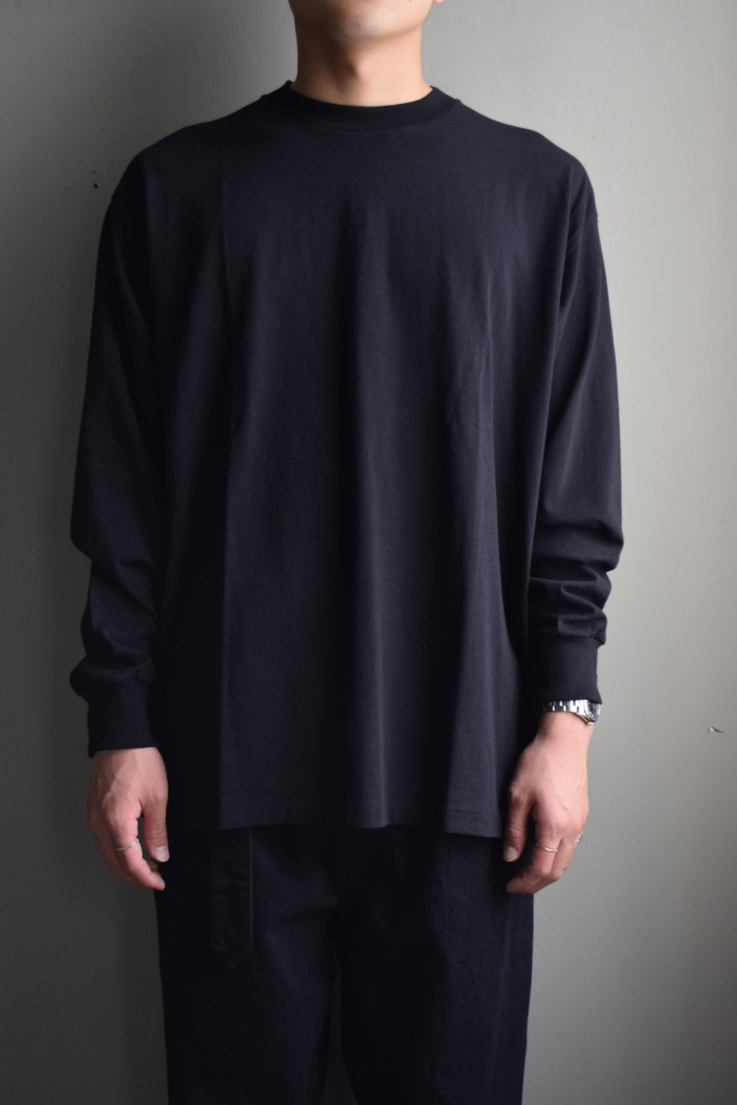 25SS comoli コモリ コットンジャージ 長袖tシャツ　ブラック　3 COMOLI (コモリ) コットンジャージ 長袖Tシャツ