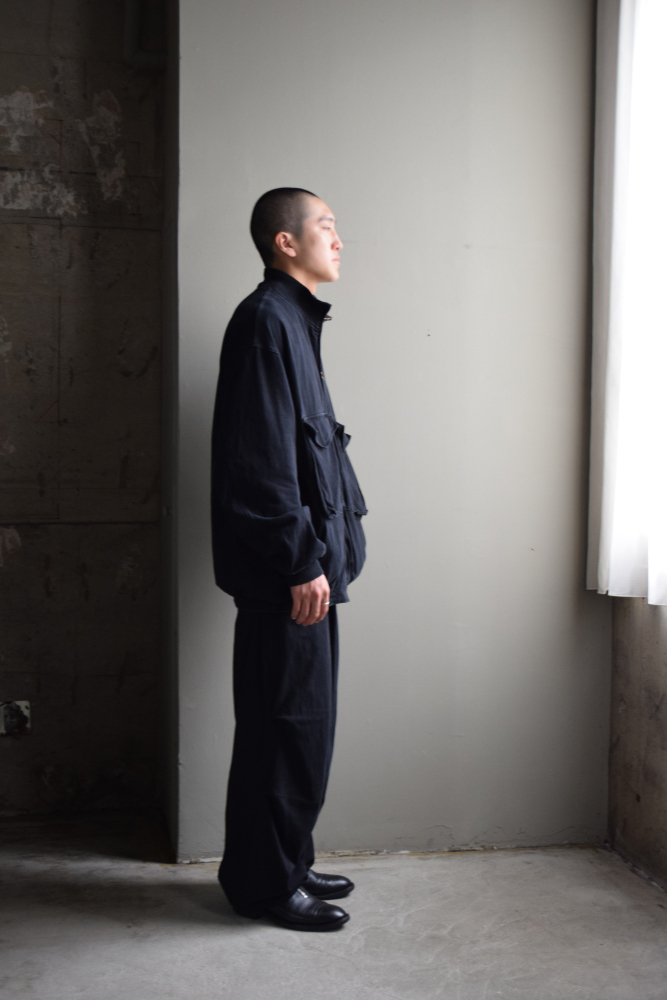 COMOLI (コモリ) コットンジャージ ニータックパンツ [BLACK]